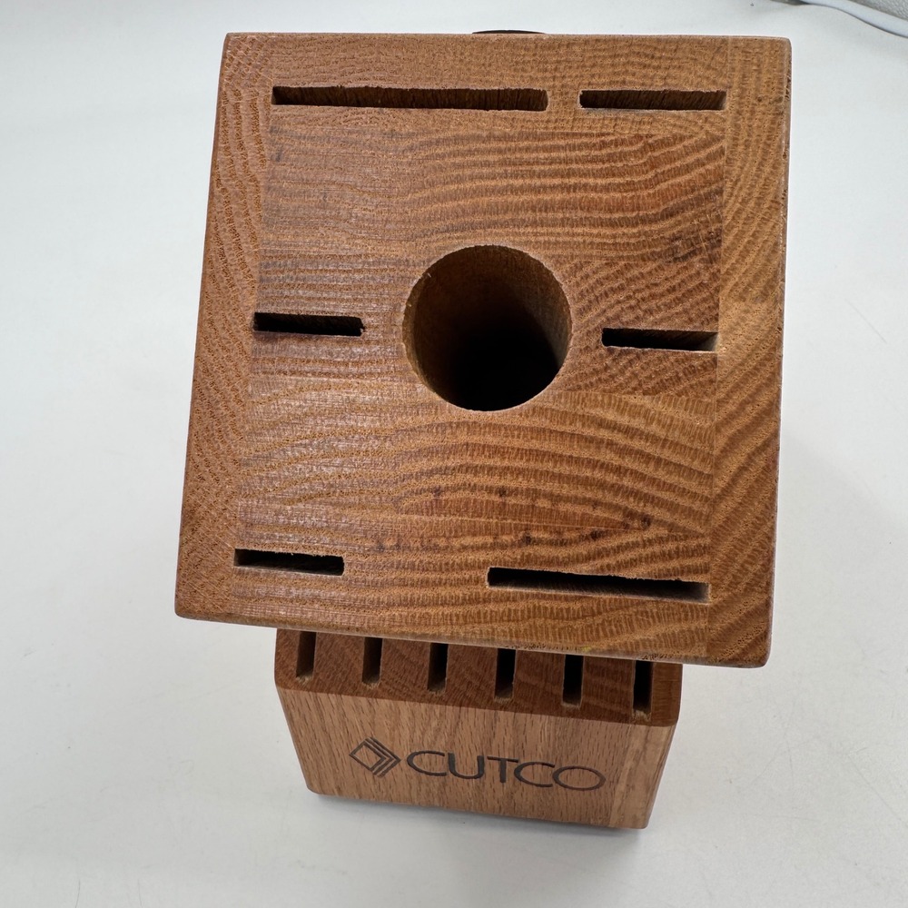 Cutco Wooden Knife Storage Block 12 Blade 13 Slot Solid Honey Oak Made USA - Picture 2 of 9